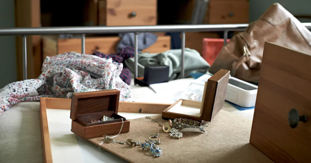home detritus following a burglary