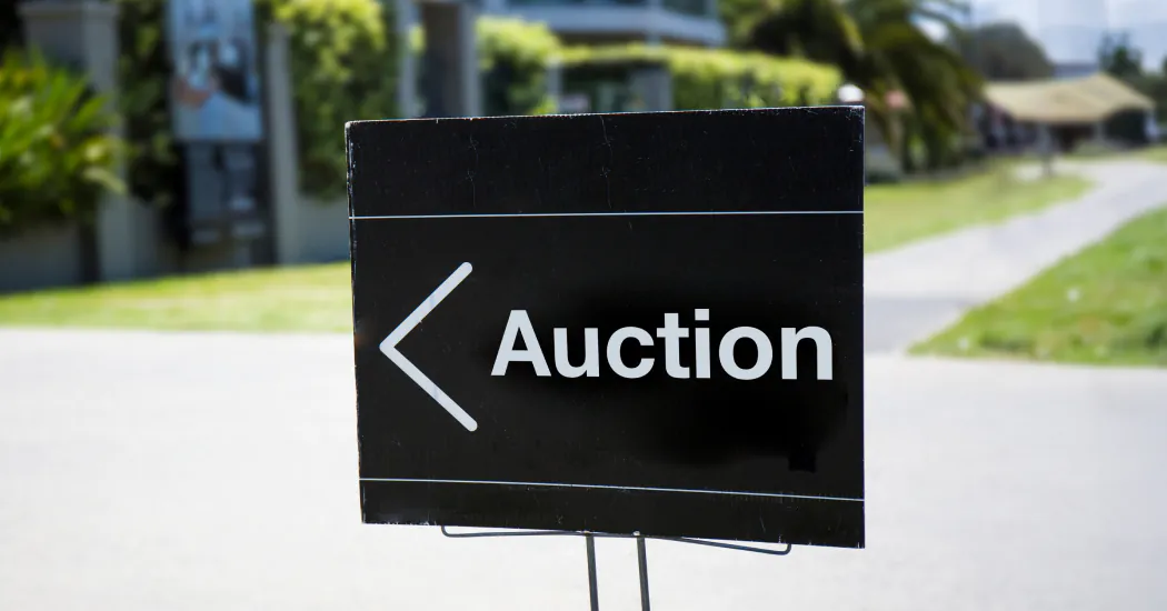 Auction sign in the street