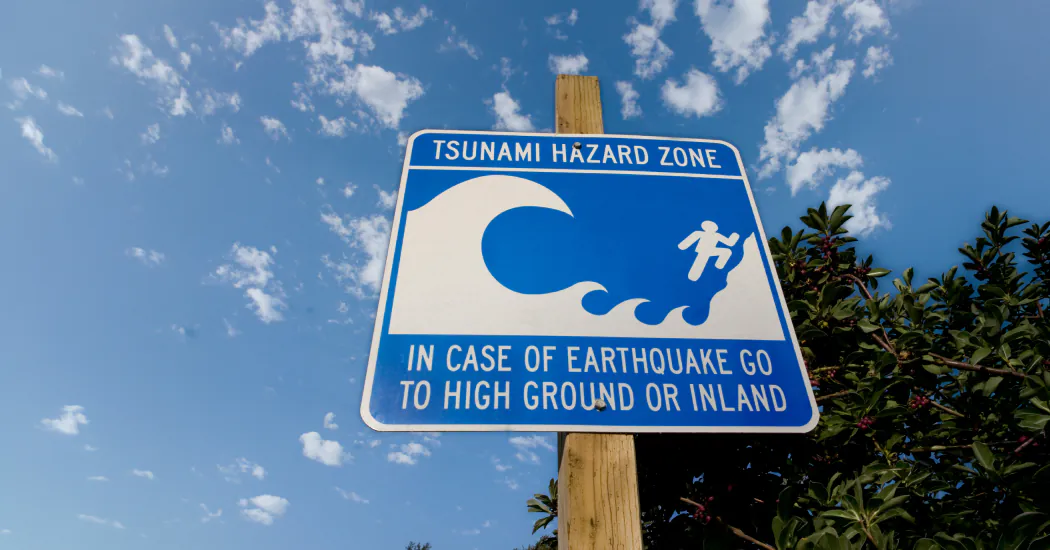 A Tsunami Hazard Zone public information sign