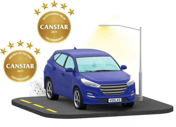 Blue car with Canstar badges